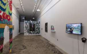 Installation view of “Queer Tropics” at Pelican Bomb Gallery X, New Orleans. Photo by Jonathan Traviesa.